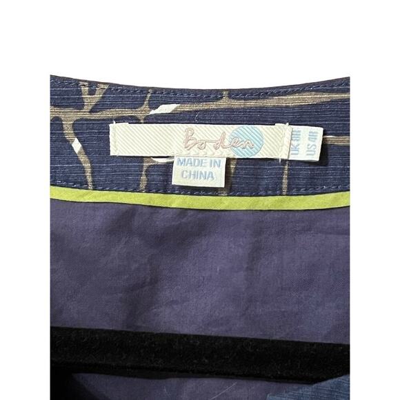 Boden Womens A-Line Dress Notch Neck Shift Sheath Navy Green Camo US 4R Cotton - Picture 3 of 6